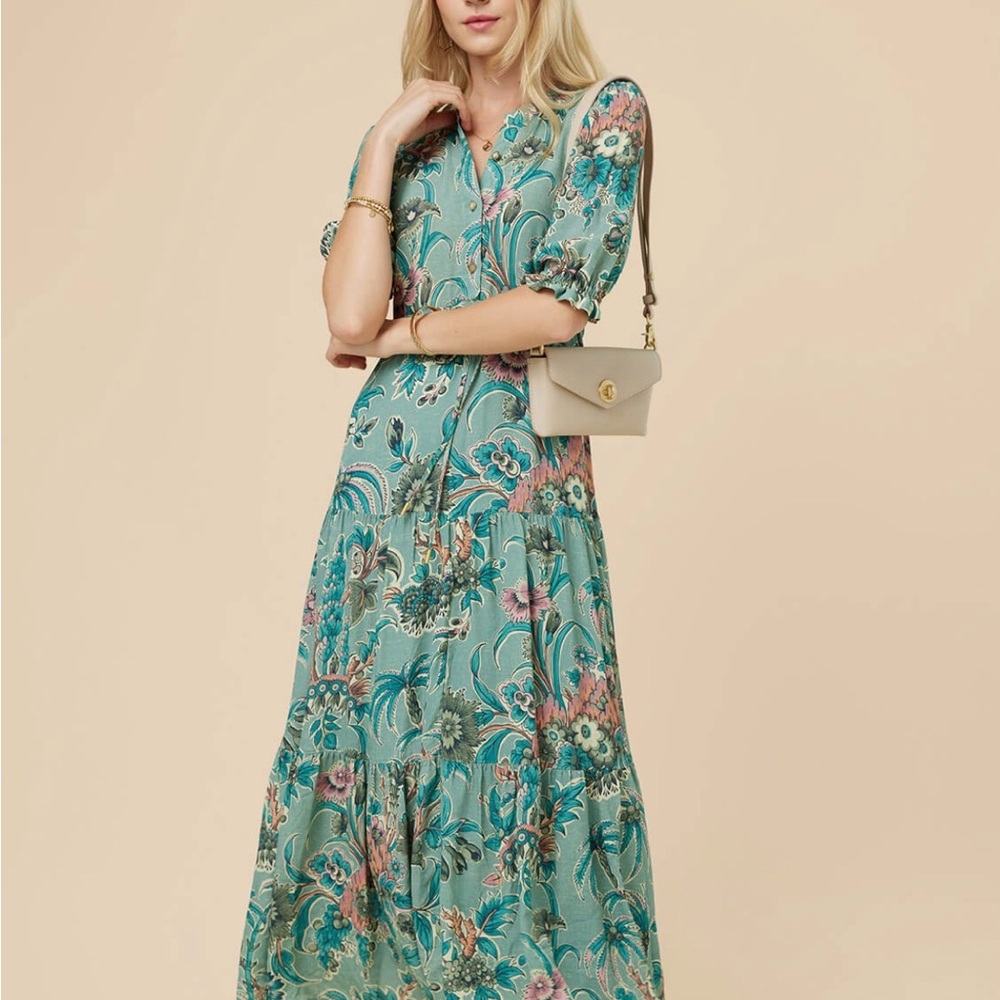Spartina 449 Teal Floral Maxi Dress